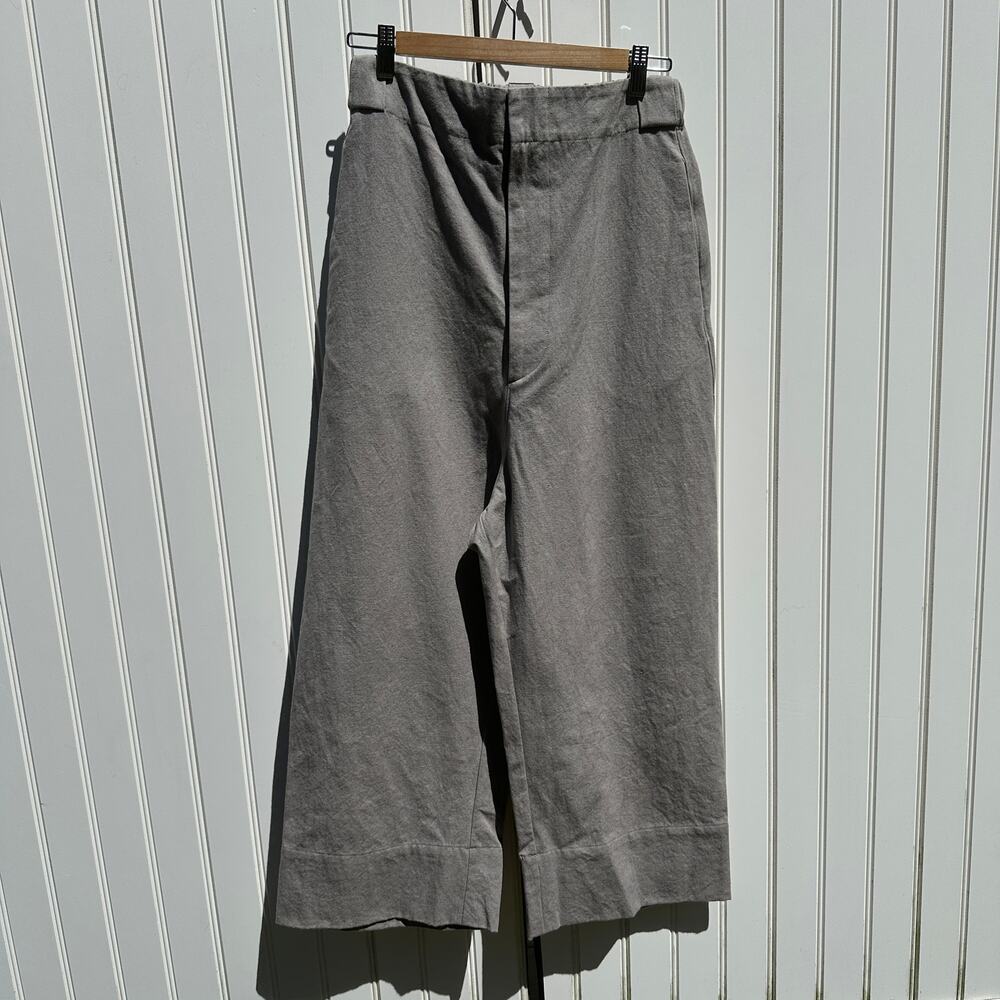 Lauren Manoogian New Flat Trousers Slate Grey Sz 1 Small NWT Pants Cotton Linen